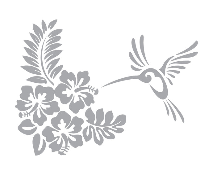 Hibiscus and Hummingbird - Coastal Design Series - Etched Decal