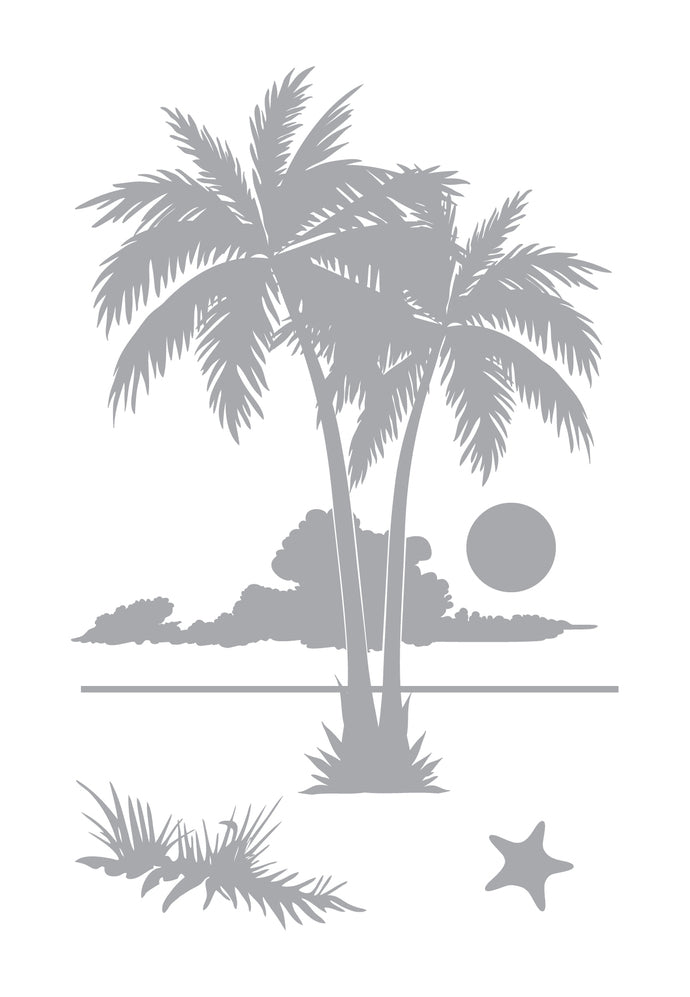 2 Palms Sunset - Coastal Design Series - Etched Decal