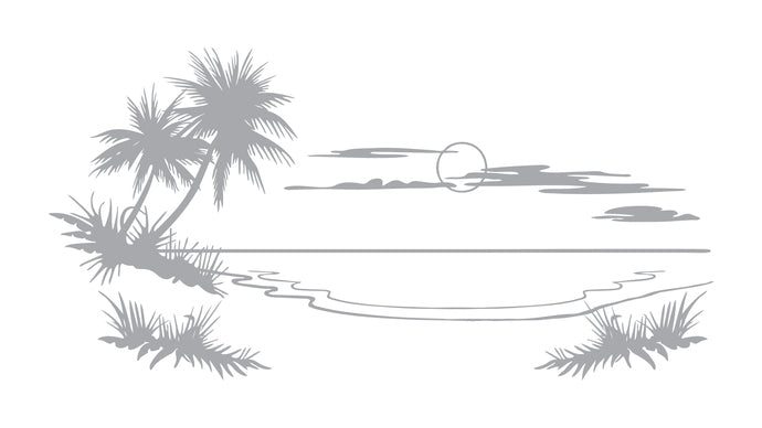 Palms and Private Beach - Coastal Design Series - Etched Decal