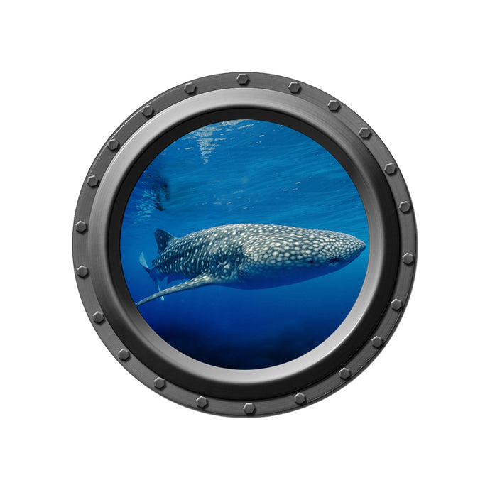 Whale Shark Under the Waves Porthole Wall Decal