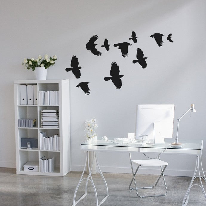 Flock of Crows Wall Decals - 35" tall x 58" wide
