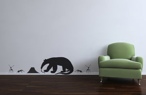 Anteater and Ants Vinyl Wall Decal Set - Sizing Information in Description
