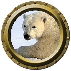 Polar Bear One Porthole Wall Decal