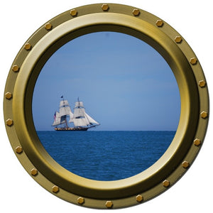 Distant Schooner Porthole Wall Decal