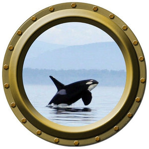 Orca Killer Whale Design Two Porthole Wall Decal