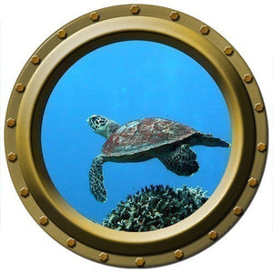 Porthole Wall Decal - Turtle Dancer