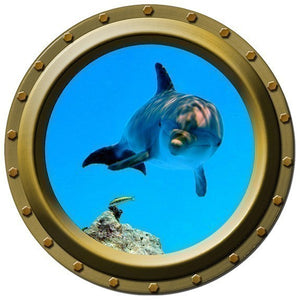 The Inquisitive Dolphin Porthole Vinyl Wall Decal