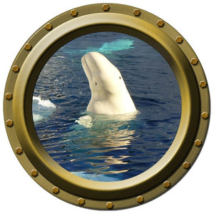 Beluga Whale Design Two Porthole Wall Decal
