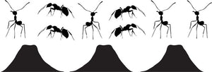 8 Ants and 3 Ant Hill Vinyl Wall Decal Set