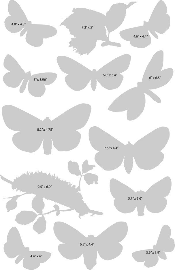 Vintage Styled Butterfly Decals Set 1