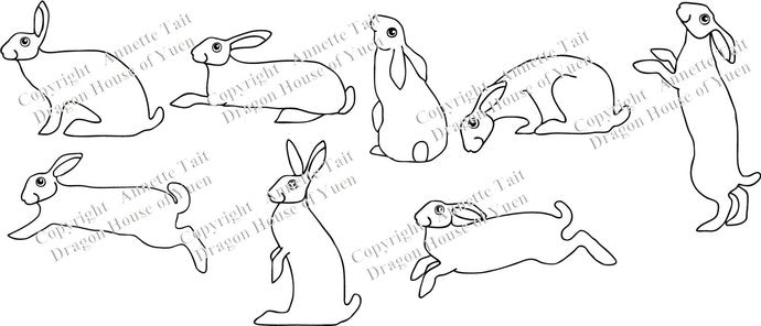 8 Hares Wall Decal Set