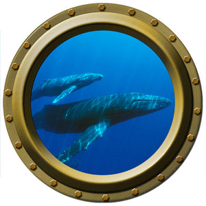 Humpback Whale Mother and Baby Porthole Wall Decal