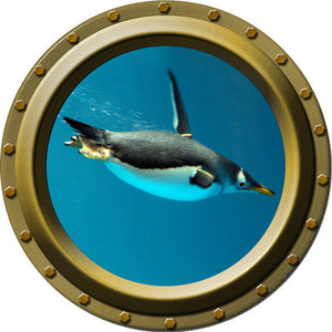 Underwater Penguin Porthole Wall Decal