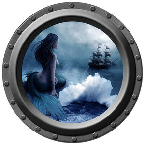 Mermaid Porthole Wall Decal - She Waits