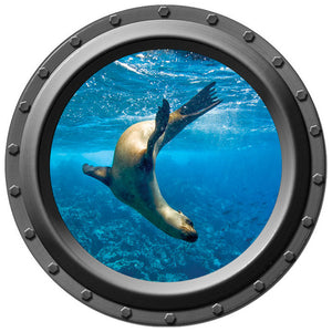 Underwater Seal Porthole Wall Decal