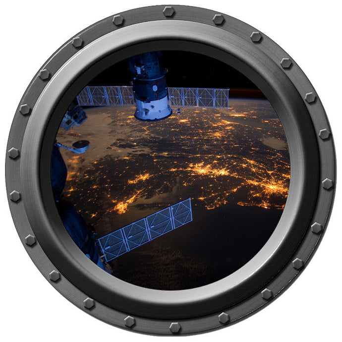 Earth Cities at Night Porthole Wall Decal