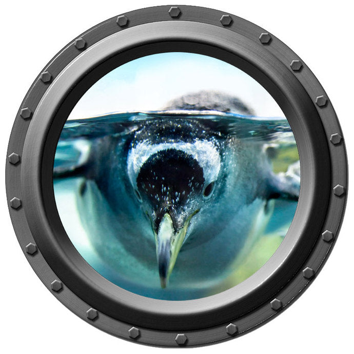 Penguin Peering In Porthole Wall Decal