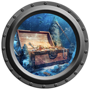 Underwater Treasure Chest Porthole Wall Decal