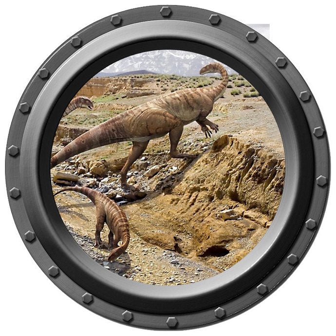 Dinosaur Crossing Porthole Wall Decal