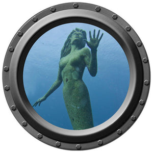 Mermaid Statue Porthole Wall Decal