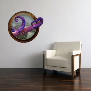 Steampunk Octopus Porthole Wall Decal