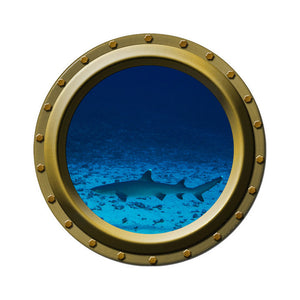 White Tipped Reef Shark Porthole Wall Decal