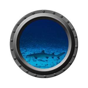 White Tipped Reef Shark Porthole Wall Decal