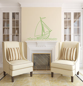 Large Sailboat Outline - Vinyl Decal - 36" x 27"