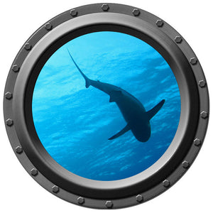 Menacing Shadow Shark Porthole Wall Decal