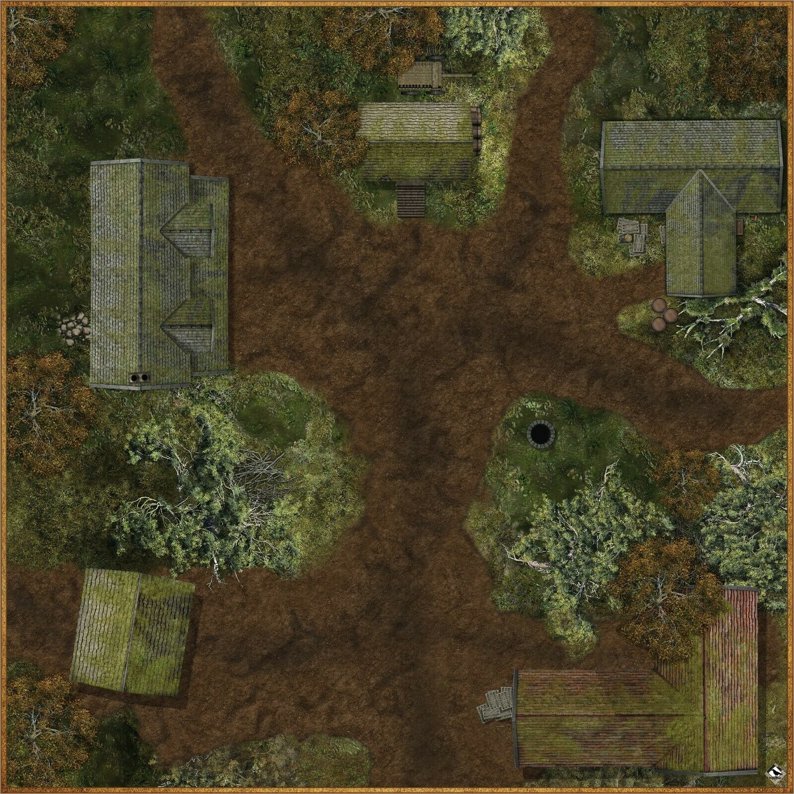 Swamp Outpost - 36" x 36" Battle Mat for Table Top RPGs, Dungeons and Dragons, Pathfinder Etc.