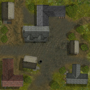Village Map 001 - 36" x 36" Battle Mat for Table Top RPGs, Dungeons and Dragons, Pathfinder Etc.
